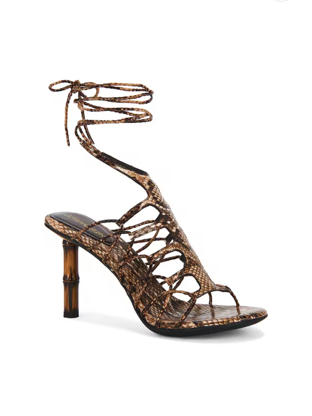 Jeffrey Campbell Brown Python Lace-Up Heel Sandal